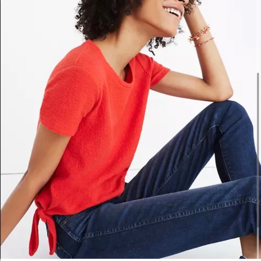 Madewell Texture & Thread Modern Side-Tie Red Top NWT